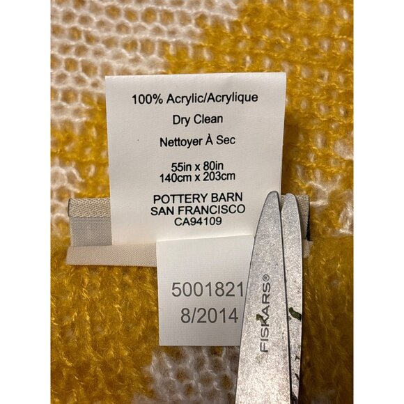 Pottery Barn Acrylic Chevron Throw Blanket 55"x80" Yellow & White - Picture 3 of 4